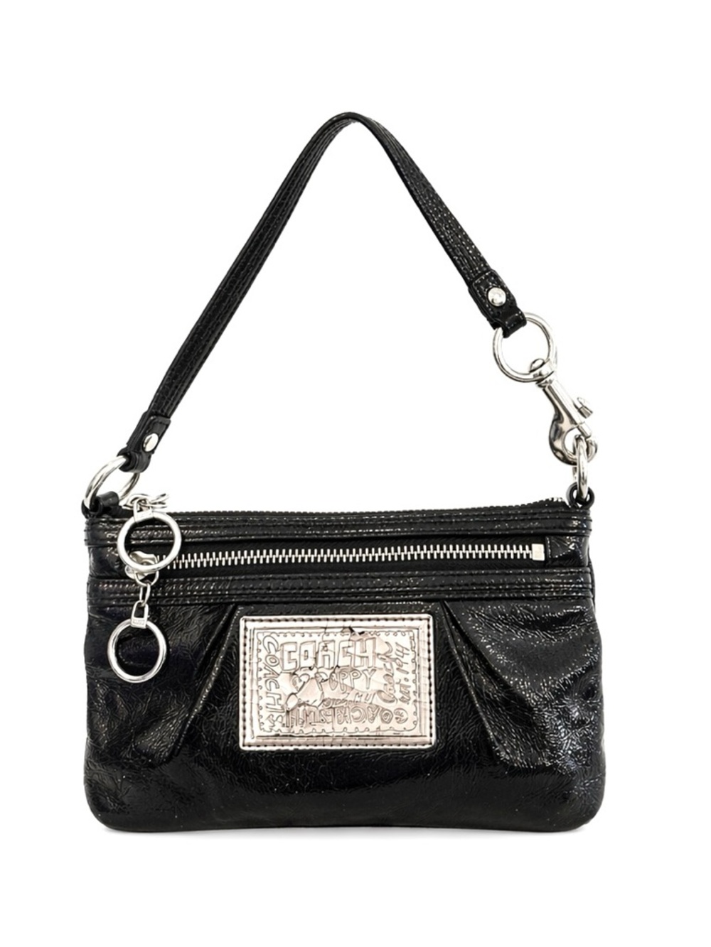 COACH Poppy Black Patent Leather Medium Size Wristlet REHAB